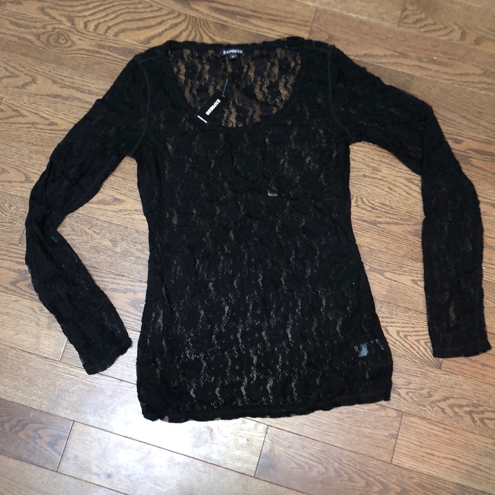Express Sheer lace long sleeve top